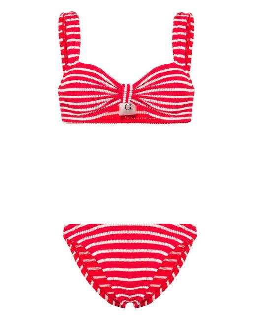 Bikini Bonnie a rayas Hunza G de color Red