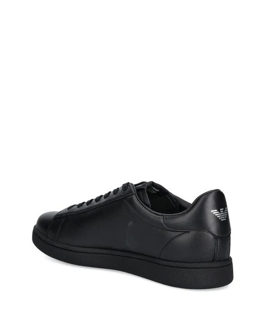 EA7 Black Logo-Detail Lace-Up Sneakers