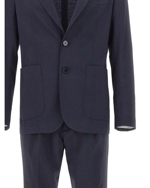 Manuel Ritz Blue Patch-Pocket Logo-Pin Suit for men