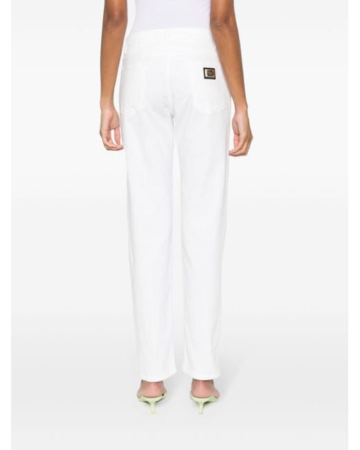 Dolce & Gabbana White Halbhohe Tapered-Jeans