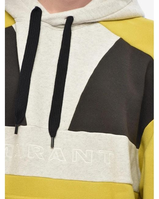 Isabel Marant Gray Color-Block Logo-Embroidered Hoodie for men