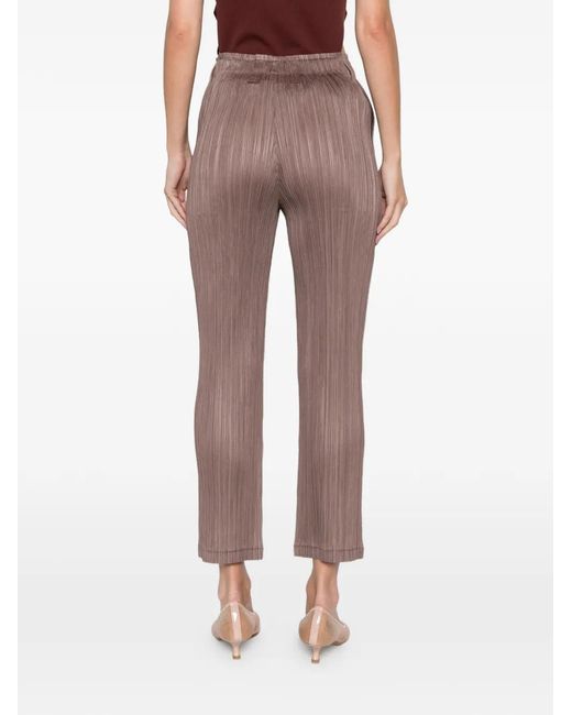 Pleats Please Issey Miyake Brown Pleated Trousers