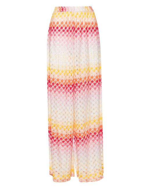 Missoni Pink Seashell-knit Wide-leg Trousers