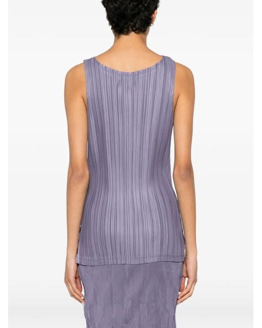 GONGDID DESIGN Purple Heat-Pleated Sleeveless Blouse