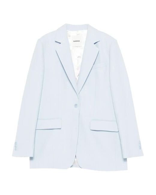 Sandro White Sequin-Striped Blazer