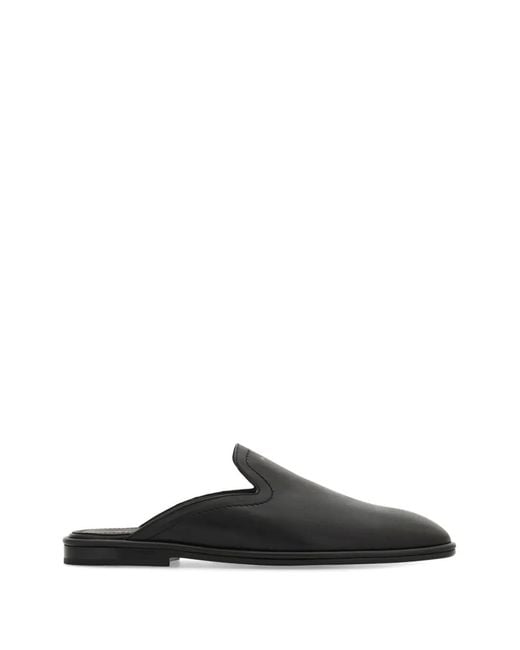 Ferragamo Black Leather Mules for men