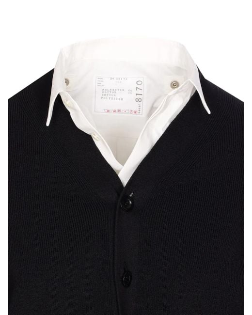 Sacai Blue Button-Front Knitted Cardigan