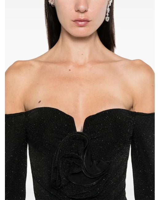 Vestido de fiesta con aplique floral Nissa de color Black