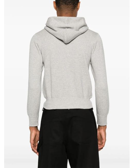 COMME DES GARÇONS PLAY White Mélange-Effect Cotton Hoodie