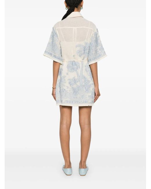 Zimmermann Ottie Belted Mini Dress in White | Lyst
