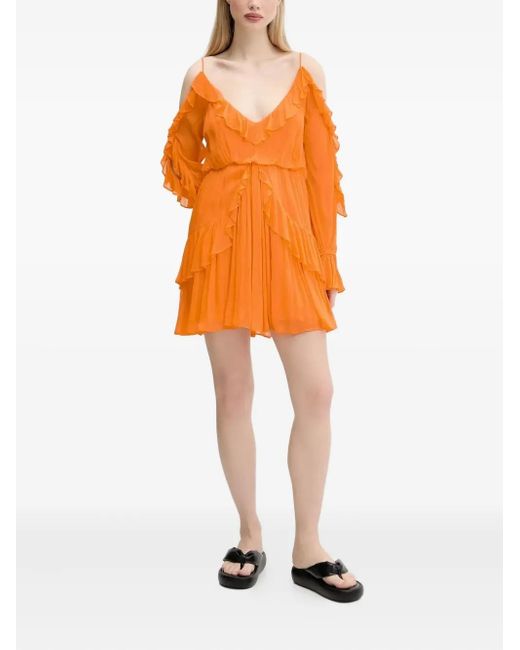 Desigual Orange Robe Courte À Volants