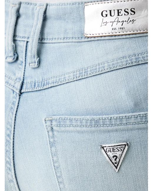 Guess Blue Crystal-Embellished Logo-Patch Jeans