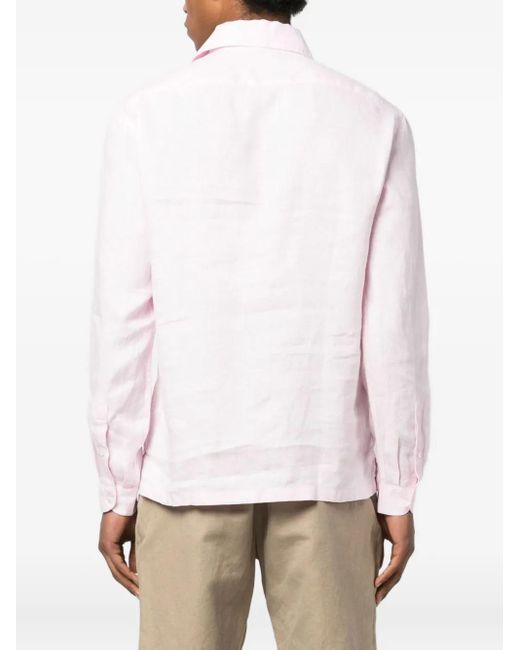 Doppiaa Pink Long-Sleeve Linen Shirt for men
