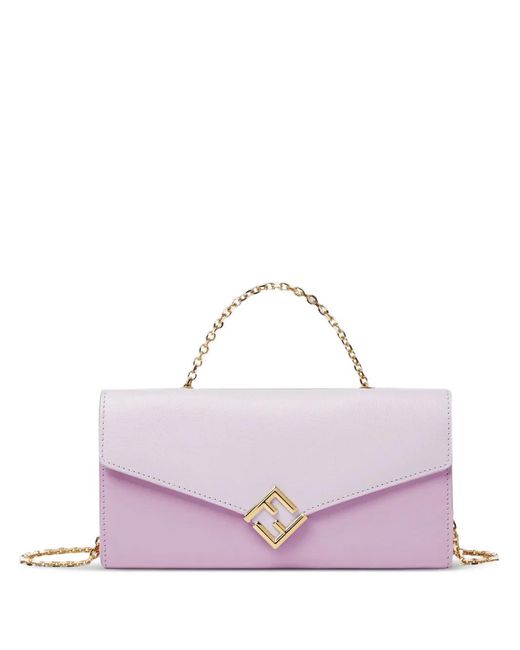 Fendi Purple Ff Diamonds Leather Clutch Bag