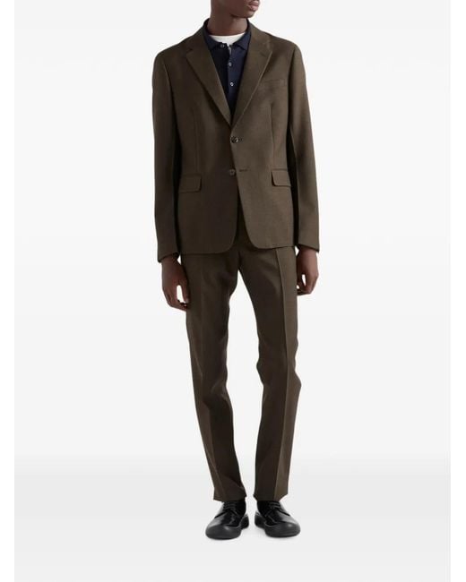 Prada Green Single-Breasted Wool Suit for men