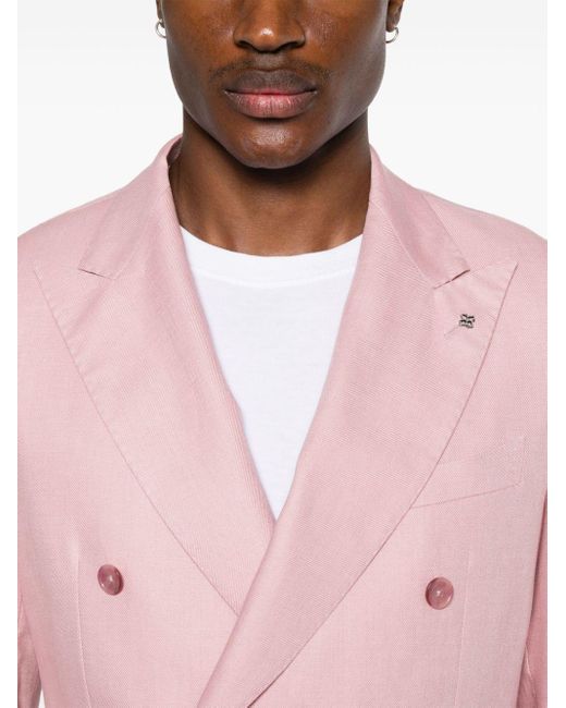 Tagliatore Pink Double-Breasted Linen Suit for men