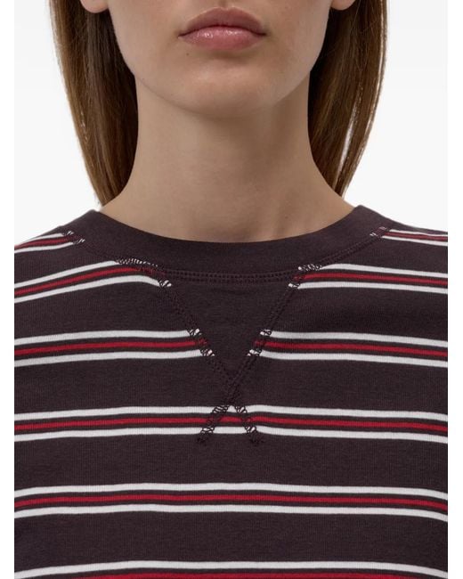 Closed Purple Striped Long-Sleeve Top