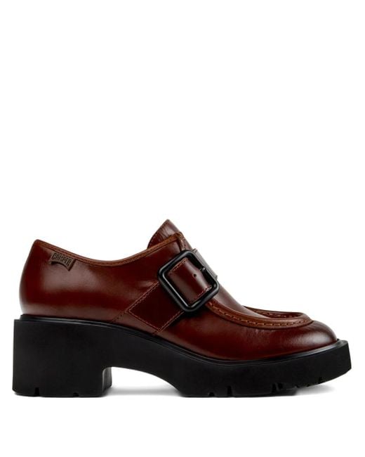 Camper Milah Loafers Met Plateauzool En Gesp in het Brown