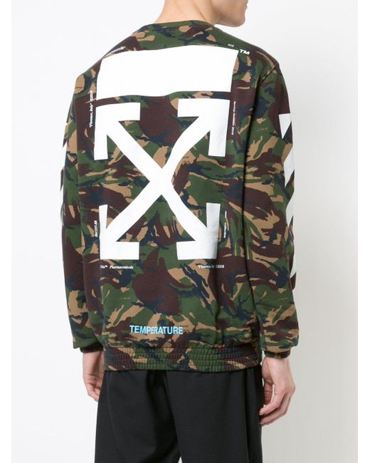 Off-White c/o Virgil Abloh Cotton Off-white Graphic Camouflage Sweatshirt  in Green for Men | Lyst