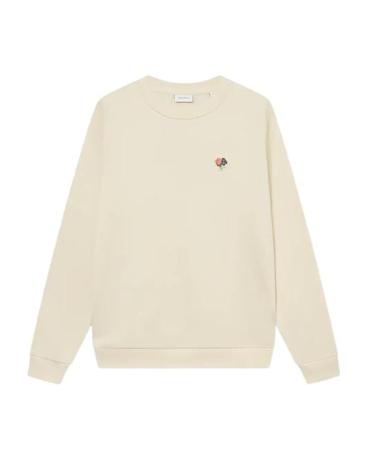 Les Deux White Floral-Embroidered Crew-Neck Sweatshirt for men
