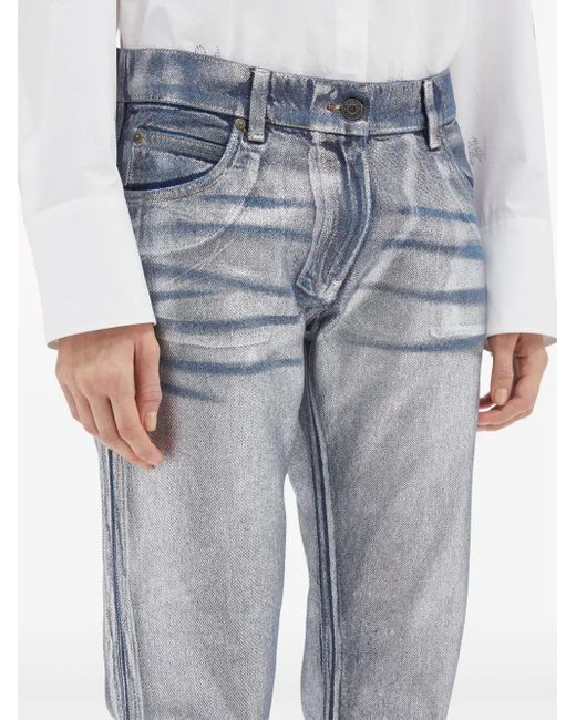 MSGM Blue Metallic Demin Pants