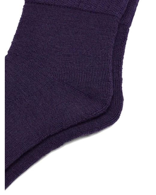 Needles Blue Butterfly Embroidered Wool Socks for men