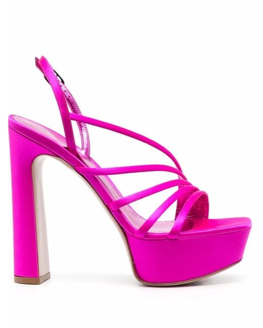 Le Silla Pink Fuchsia Asymmetric Platform Sandals