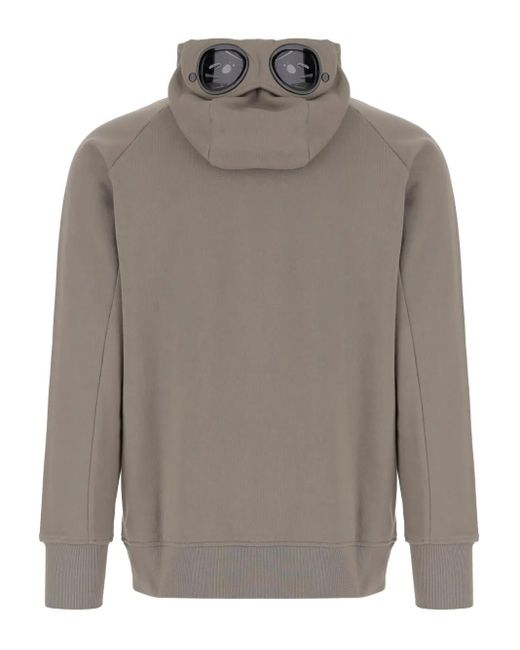 C P Company Gray Goggle Zip-Up Hoodie for men