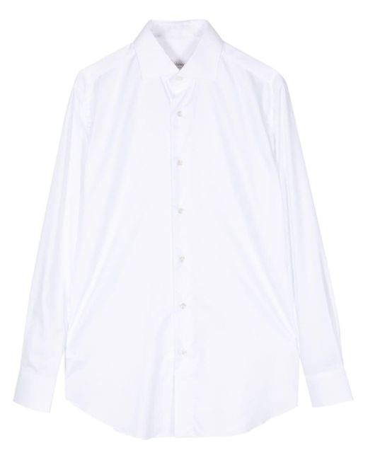 Brioni White Pointed-collar Cotton Shirt for men