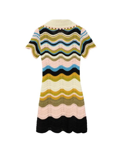 LaDoubleJ Chevron Mini-Jurk in het White