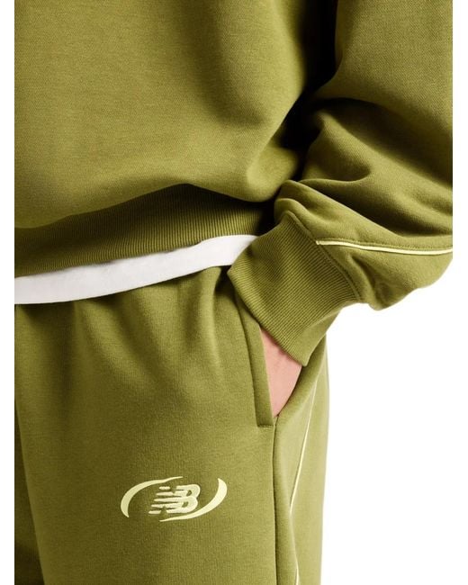 New Balance Green Trackside French Terry Crew Sweatshirt for men
