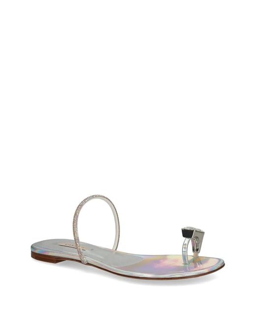 Casadei White Ring-Detail Slides