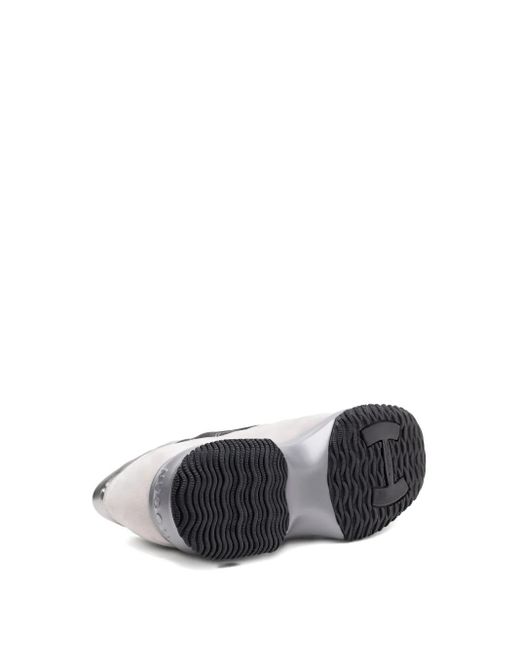 Hogan Gray Interactive Allacciato Metallic-Panel Suede Sneakers