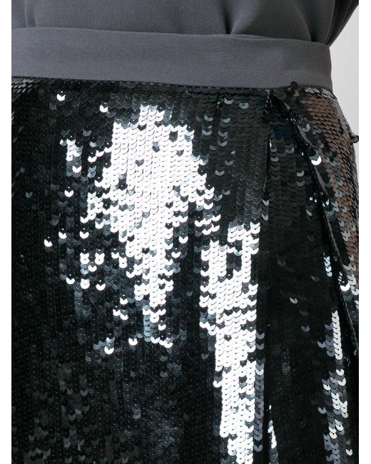 Tibi Black Sequinned Wrap Skirt