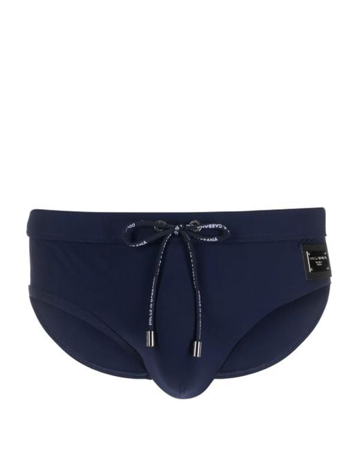 Dolce & Gabbana Blue Swim Brief With Branded Drawstring And Logo Tag for men