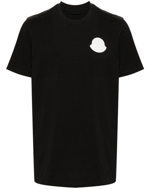 Moncler Black Logo-Patch Cotton T-Shirt for men