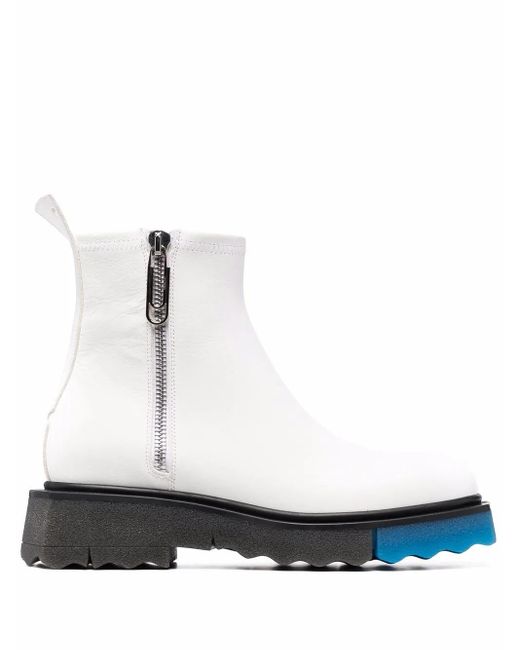 Off-White c/o Virgil Abloh White Contrast Panel Ankle Boots for men