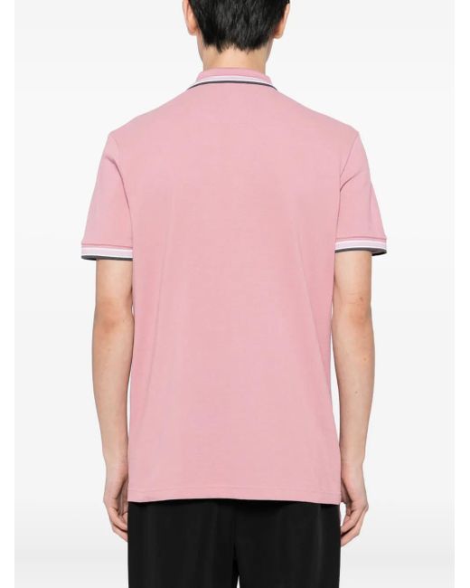 Boss Pink Logo-Embroidered Polo Shirt for men