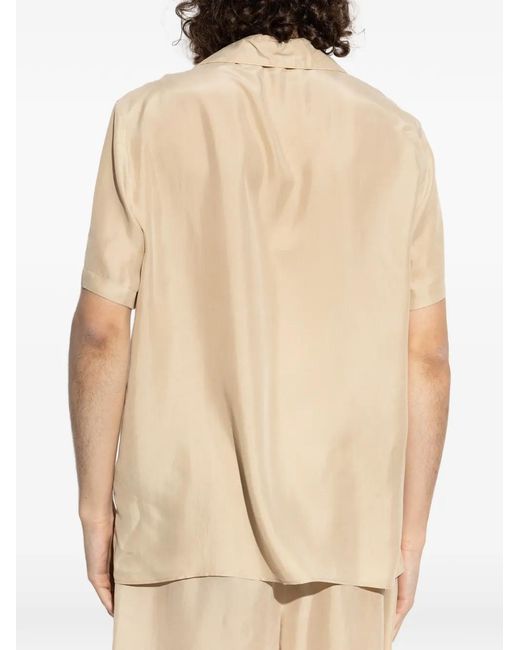 Balmain Natural Logo-Embroidered Camp-Collar Shirt for men