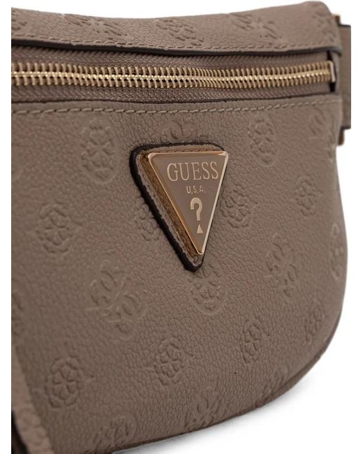 Guess Brown Devon Logo-Debossed Belt Bag