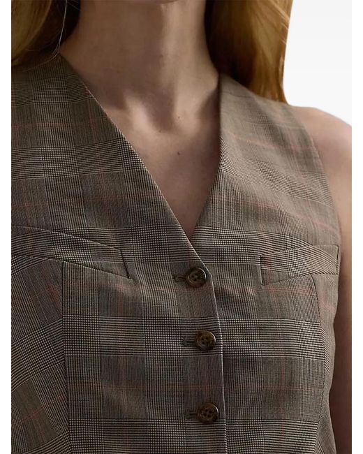 Ralph Lauren Green Checked Button-Fastening Waistcoat