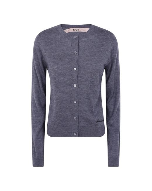 N°21 Blue Button-Fastening Knitted Cardigan
