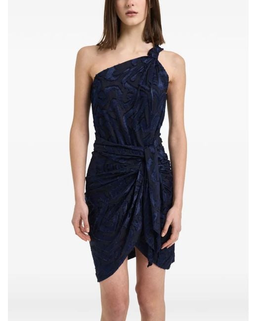 Isabel Marant Blue Liliana One-Shoulder Fil Coupé Dress