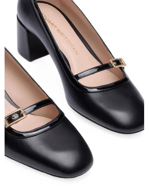 Stuart Weitzman Black Georgie Buckle-Strap Pumps
