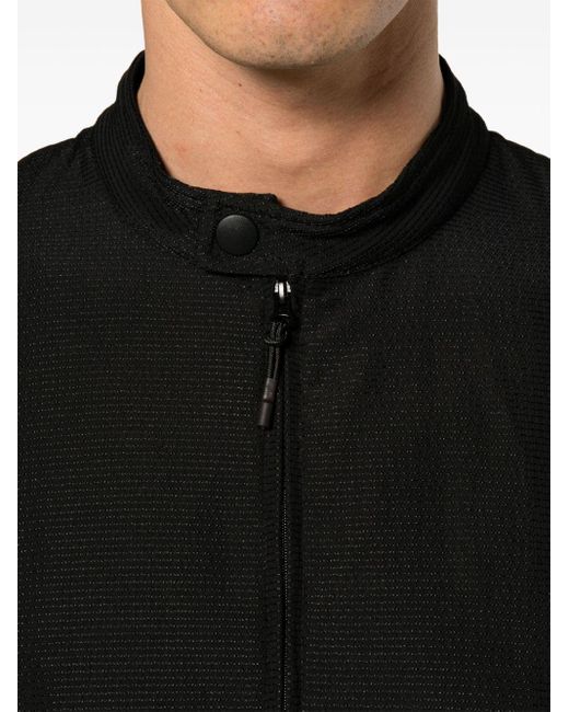 Emporio Armani Black Textured Zip-up Bomber Jacket for men