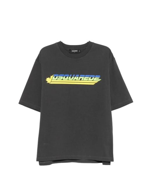 DSquared² Black Logo-Print Cotton T-Shirt for men