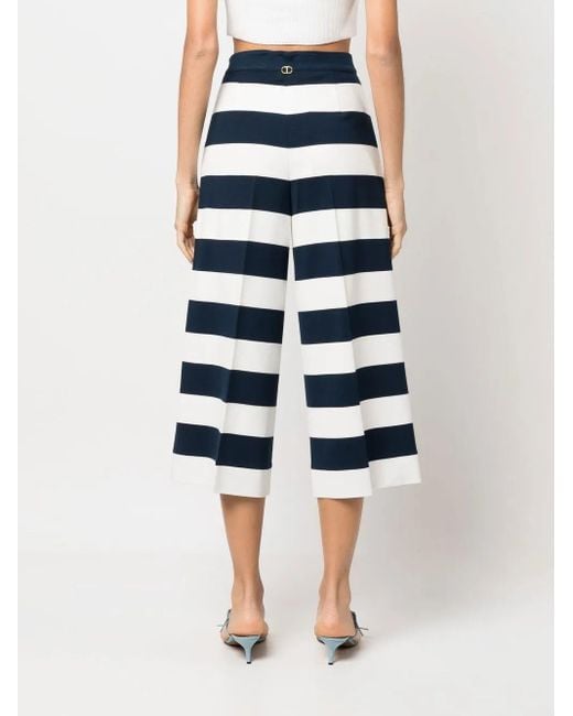 Twinset Blue Striped Cropped Trousers