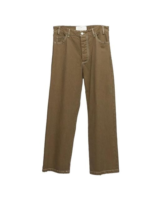 Song For The Mute Green Contrast-Stitch Wide-Leg Jeans for men