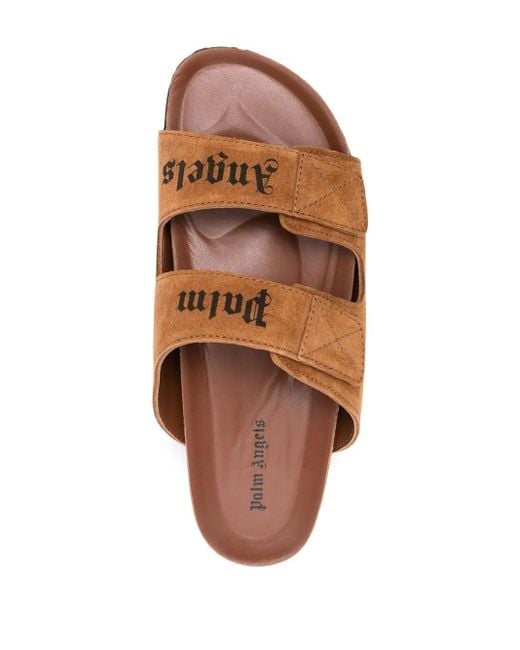 Palm Angels Brown Leather Sandals for men