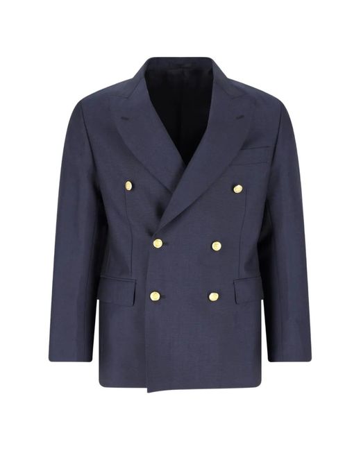 Kaptain Sunshine Blue Double-Breasted Blazer for men